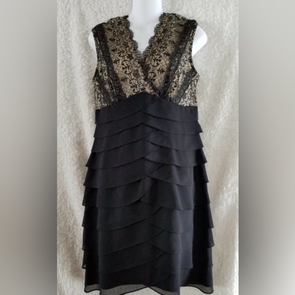 Scarlett Nite Black Lace Tiered Dress 18W